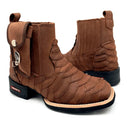 BotinaCanivete Escamada\n                                    - Couro Crazy Horse Nescau | Conjunto de Retalhos Costurados