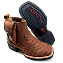 BotinaCanivete Escamada\n                                    - Couro Crazy Horse Nescau | Conjunto de Retalhos Costurados