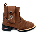 BotinaCanivete Escamada\n                                    - Couro Crazy Horse Nescau | Conjunto de Retalhos Costurados