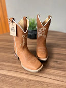 Texana Carlos - Couro Fóssil Havana/Bordado Cavalo Bege