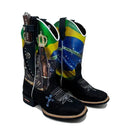 BotaFaca Patriota\n                                    - Couro Cano Estampa | Gáspea Couro Nobuck Estilizado em Tilapia Preto