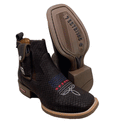 BotinaCanivete Florão Americano \n                                    - Couro Nobuck Chocolate Estilizado em Tilápia