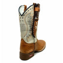 BotaFaca Mulas\n                                    - Couro Cano Napa Flay Bege | Couro Gaspea Fóssil Havana | Bordado Preto