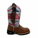 BotaFaca Peão \n                                    - Cano Nobuck Cru Estampa Inglesa | Gáspea Crazy Horse Nescau | Bordado Branco