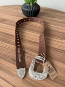 Cinto - Couro Horse Nescau/Bordado Florência