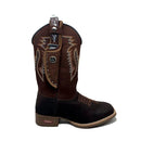 BotaFaca Raiz\n                                    - Couro Nobuck Chocolate | Gáspea Estilizado em Tilápia Marrom | Bordado Ferrugem