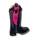 BotaFaca Heloisa 2.0\n                                    - Couro Látego Preto | Bordado Branco e Rosa