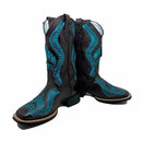 BotaFaca Beatriz 2.0\n                                    - Couro Látego Marrom | Bordado Azul