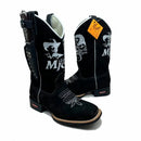 BotaFaca Milionário e José Rico\n                                    - Couro Nobuck Preto | Bordado Branco