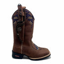 BotaFaca Padroeira\n                                    - Couro Crazy Horse Nescau | Bordado Azul e Bege