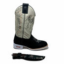 BotaFaca Mulas\n                                    - Couro Cano Napa Flay Bege | Gáspea Couro Nobuck Preto Estilizado em Tilápia | Mulas Preto