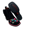 BotinaCanivete Abelha\n                                    - Couro Nobuck Preto | Bordado Flores