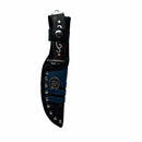 BotaFaca Americana Gold\n                                    - Couro Látego Preto | Bordados Azul Escuro e Vermelho