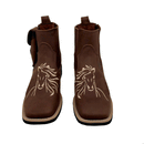 BotinaCanivete Amazona\n                                    - Couro Mustang | Bordado Bege