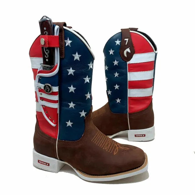 BotaFaca Americana\n                                    - Couro Cano Americano Tradicional | Couro Gáspea Crazy Horse Nescau | Bainha Americana