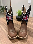 Texana Tom - Nobuck Preto e Couro Horse Nescau/ Bordado Reino Unido