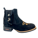 BotinaCanivete Boi Nelore\n                                    - Couro Nobuck Preto | Bordado Bege