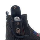 BotinaCanivete Florão Americano \n                                    - Couro Nobuck Preto Estilizado em Tilápia