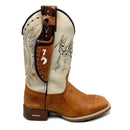 BotaFaca Mulas\n                                    - Couro Cano Napa Flay Bege | Couro Gaspea Fóssil Havana | Bordado Preto