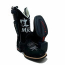 BotaFaca Milionário e José Rico\n                                    - Couro Nobuck Preto | Bordado Branco