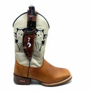 BotaFaca Boi Nelore\n                                    - Couro Cano Napa Flay Bege | Couro Gaspea Fóssil Havana | Bordado Preto