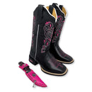 BotaFaca Heloisa 2.0\n                                    - Couro Látego Preto | Bordado Branco e Rosa