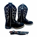 BotaFaca Aramada\n                                    - Couro Nobuck Preto | Bordado Branco