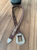 Cinto - Couro Horse Nescau/Bordado Florência