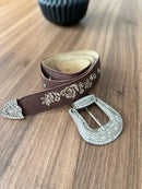 Cinto - Couro Horse Nescau/Bordado Florência