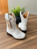 Texana Maitê Infantil - Couro Floatter Branco/Bordado Florência Branco com Metais