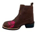 BotinaCanivete Pecuária\n                                    - Couro Crazy Horse Nescau | Bordado Rosa