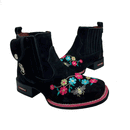 BotinaCanivete Abelha\n                                    - Couro Nobuck Preto | Bordado Flores