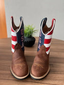 Texana Alex - Couro Horse Nescau/ Bordado Americana (bico redondo)