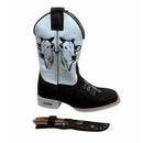 BotaFaca Boi Nelore\n                                    - Couro Cano Napa Flay Branco | Couro Gáspea Nobuck Chocolate Estilizado em Tilápia | Com Cruz