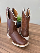 Texana Lucca - Couro Látego Marrom/Bordado Touro Branco