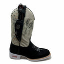 BotaFaca Mulas\n                                    - Couro Cano Napa Flay Bege | Gáspea Couro Nobuck Preto Estilizado em Tilápia | Mulas Preto