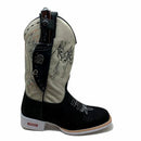 BotaFaca Mulas\n                                    - Couro Cano Napa Flay Bege | Gáspea Couro Nobuck Preto Estilizado em Tilápia | Mulas Preto