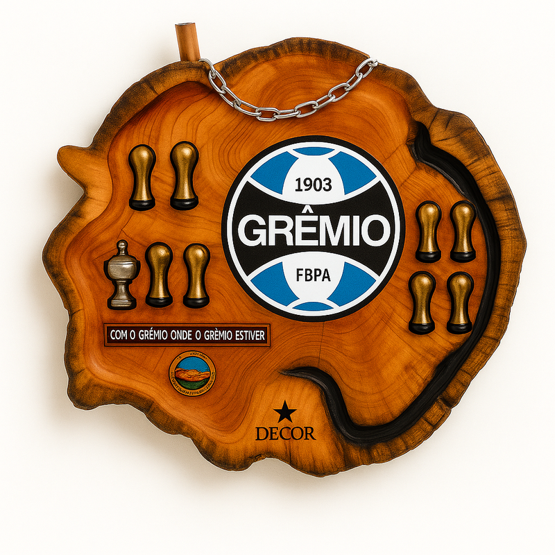 Tábua Rústica Personalizada - Grêmio + Kit Churrasco Personalizado