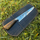 Faca de Churrasco 10" 3mm Lâmina O Pai Ta ON com Cabo madeira + Case especial em couro