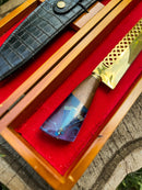 Faca Artesanal Padroeira banhada a ouro 24k