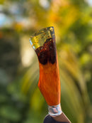 Faca Artesanal Modelo Pluma - Cabo folhas de ouro - Edição Colecionador