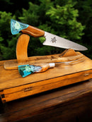 Kit de Churrasco  Lâmina Maçom com Cabo Maçom + Garfo  com Cabo Maçom +caixa em madeira