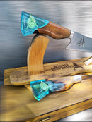 Kit de Churrasco  Lâmina Maçom com Cabo Maçom + Garfo  com Cabo Maçom +caixa em madeira