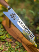 Faca de Churrasco 10" 3mm Lâmina  Roça Venceu com Cabo madeira + Case especial em couro