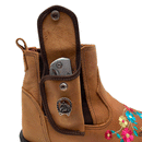 BotinaCanivete Abelha\n                                    - Couro Fóssil Havana | Bordado Flores