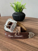 Cinto - Couro Horse Nescau/Bordado Florência