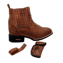 BotinaCanivete Croco\n                                    - Couro Látego Pinhão Estilizado em Jacaré