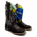 BotaFaca Patriota\n                                    - Cano Estampa | Gáspea Couro Nobuck Chocolate Estilizado em Tilápia