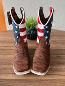 Texana Alex - Couro Horse Nescau escamado/ Bordado Americana