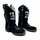 BotaFaca Milionário e José Rico\n                                    - Couro Nobuck Preto | Bordado Branco